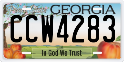 GA license plate CCW4283