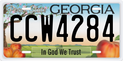 GA license plate CCW4284
