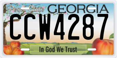GA license plate CCW4287