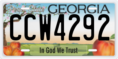 GA license plate CCW4292