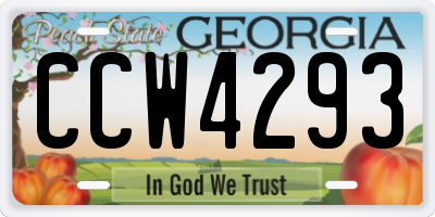 GA license plate CCW4293