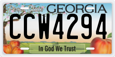 GA license plate CCW4294