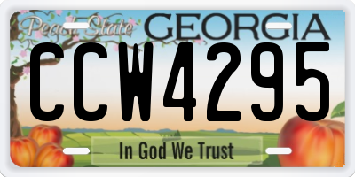 GA license plate CCW4295