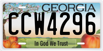 GA license plate CCW4296