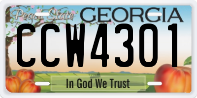 GA license plate CCW4301