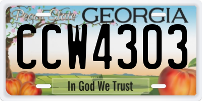GA license plate CCW4303