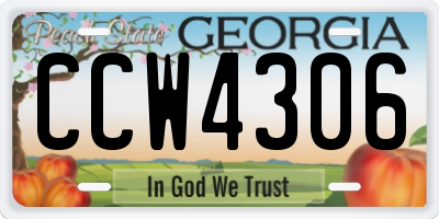 GA license plate CCW4306