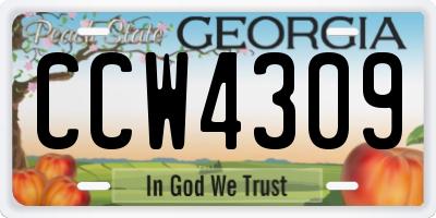 GA license plate CCW4309