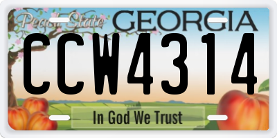 GA license plate CCW4314