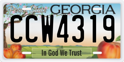 GA license plate CCW4319