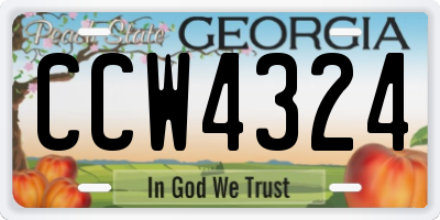 GA license plate CCW4324