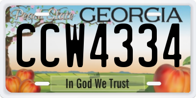 GA license plate CCW4334