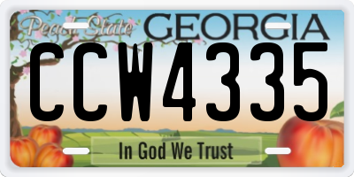GA license plate CCW4335
