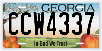 GA license plate CCW4337