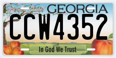 GA license plate CCW4352