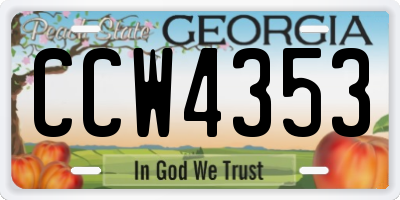 GA license plate CCW4353