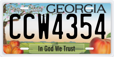 GA license plate CCW4354