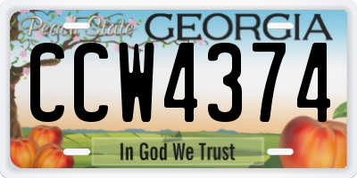 GA license plate CCW4374