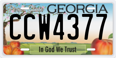 GA license plate CCW4377