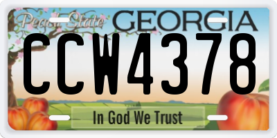 GA license plate CCW4378