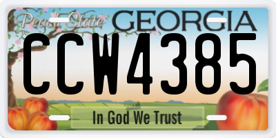 GA license plate CCW4385