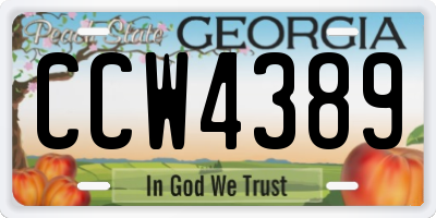 GA license plate CCW4389
