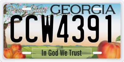 GA license plate CCW4391