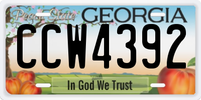 GA license plate CCW4392