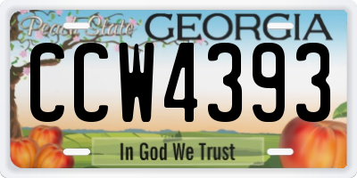 GA license plate CCW4393