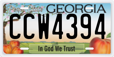 GA license plate CCW4394