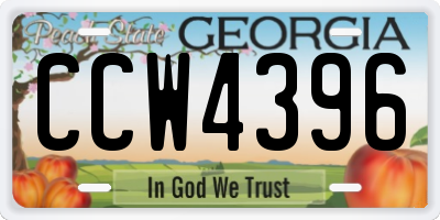 GA license plate CCW4396