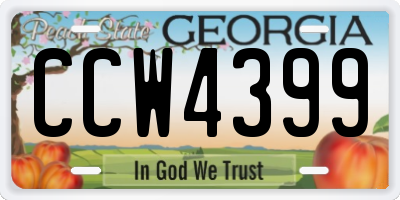 GA license plate CCW4399