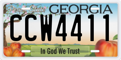 GA license plate CCW4411