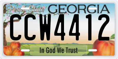 GA license plate CCW4412