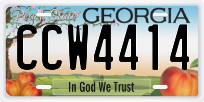 GA license plate CCW4414