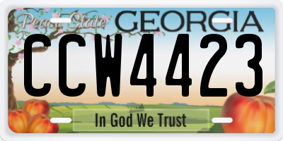 GA license plate CCW4423