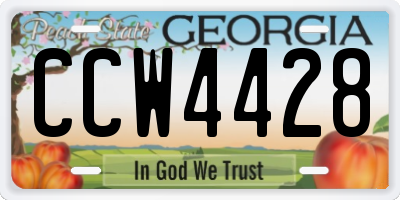 GA license plate CCW4428