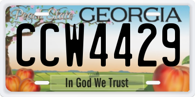GA license plate CCW4429