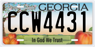 GA license plate CCW4431
