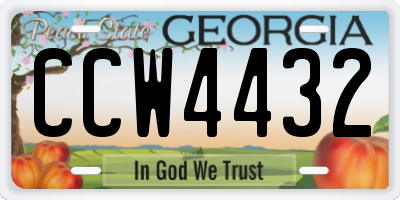 GA license plate CCW4432