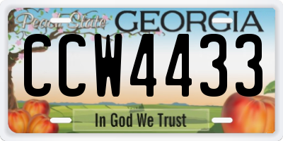 GA license plate CCW4433