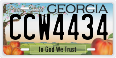 GA license plate CCW4434