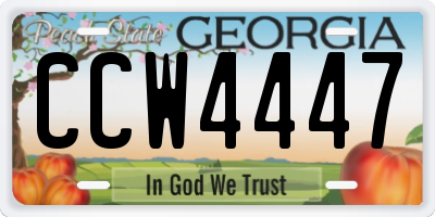 GA license plate CCW4447