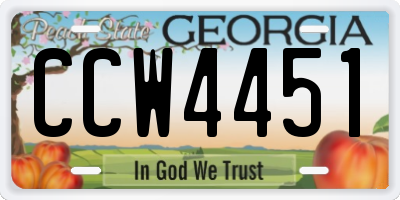 GA license plate CCW4451