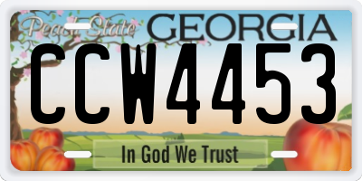 GA license plate CCW4453