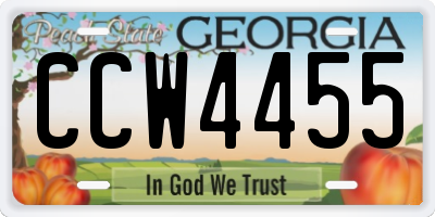 GA license plate CCW4455