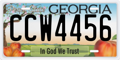 GA license plate CCW4456