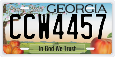 GA license plate CCW4457