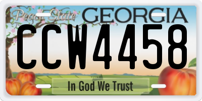 GA license plate CCW4458