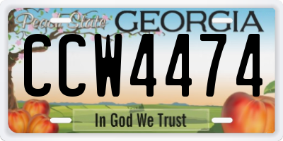 GA license plate CCW4474